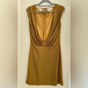 BCBG MAX AZRIA GOLD BACKLESS MINI DRESS